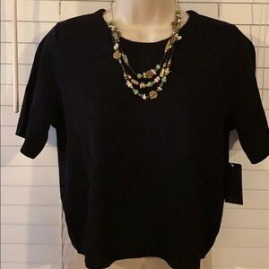 Black Women's Short-Sleeve Sweater - Classic Knit Top